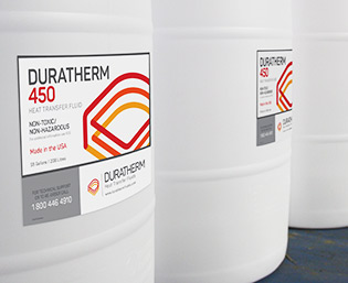 Tambores del fluido térmico no tóxico Duratherm 450 para procesos con calentamiento y enfriamiento.