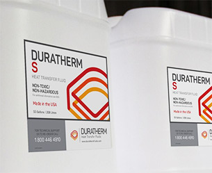 Cubos de 18,9 litros del fluido no tóxico a base de silicona Duratherm S.